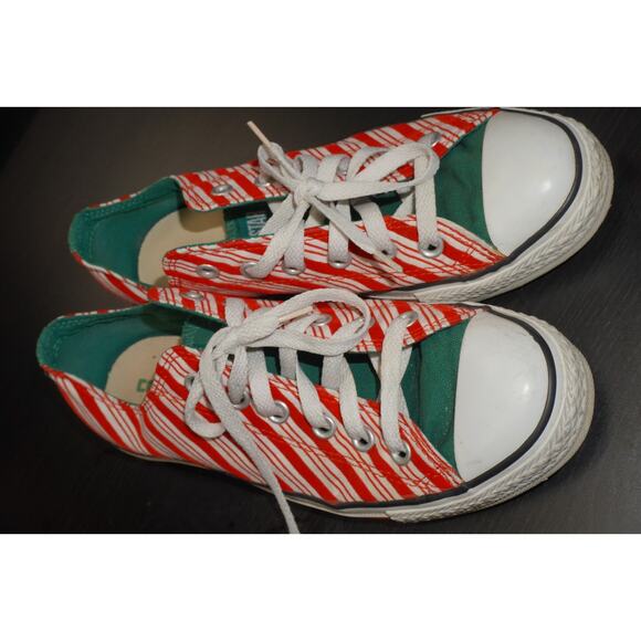 Converse All Star Candy Cane Stripe Low Top Shoes Red Green Unisex Men 7 Women 9 - Picture 13 of 13